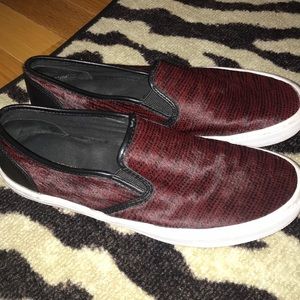 Rebecca Minkoff Red Calf Hair & Leather Slip Ons